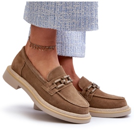 S.Barski Flat-heeled suede moccasins with a TW101 bronze-or beige 7