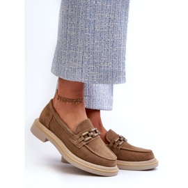 S.Barski Flat-heeled suede moccasins with a TW101 bronze-or beige 2