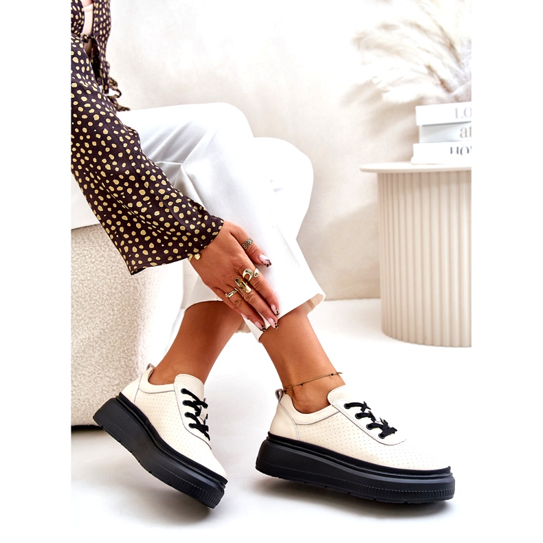 Women's sports shoes on platform Natural leather beige 41470 vinceza 3 Women's sports shoes on platform Natural leather beige 41470 vinceza 3