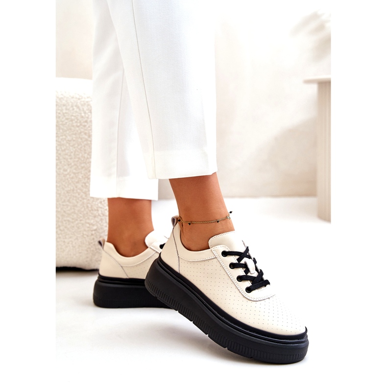 Women's sports shoes on platform Natural leather beige 41470 vinceza 1 Women's sports shoes on platform Natural leather beige 41470 vinceza 1