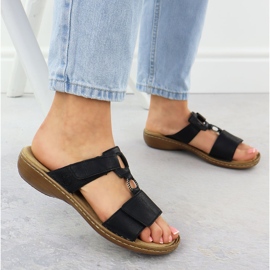 Women's flip-flops for Velcro Black Rieker 60885-00 6