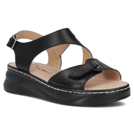 Filippo Women's leather sandals for black wedges DS7043/25 BK 2