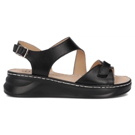 Filippo Women's leather sandals for black wedges DS7043/25 BK 1