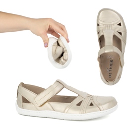 Women's Barefoot Shoes Ultralekkie Olivier 1285 half -shaped Velcro golden 1