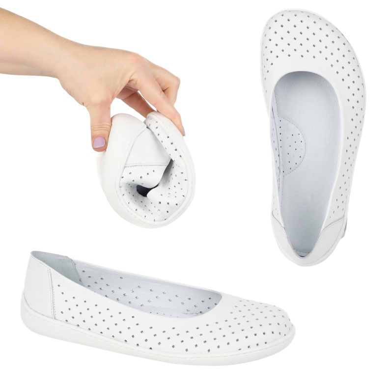 Olivier Women's barefoot minimalist slip -on openwork 1771pol white 2