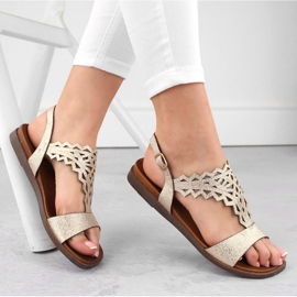 Sergio Leone W SK445 gold openwork flat sandals golden 1