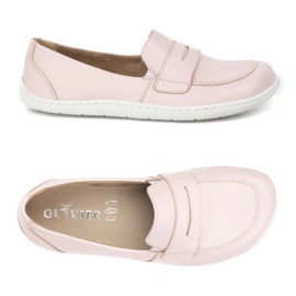 Olivier Barefoot elegant women's minimalist leather loafers 1280 powder pink 6