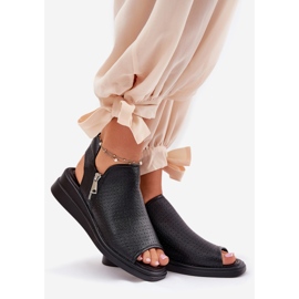 Jezzi Women's Black Sandals On Wedges 1 Jezzi Women's Black Sandals On Wedges 1