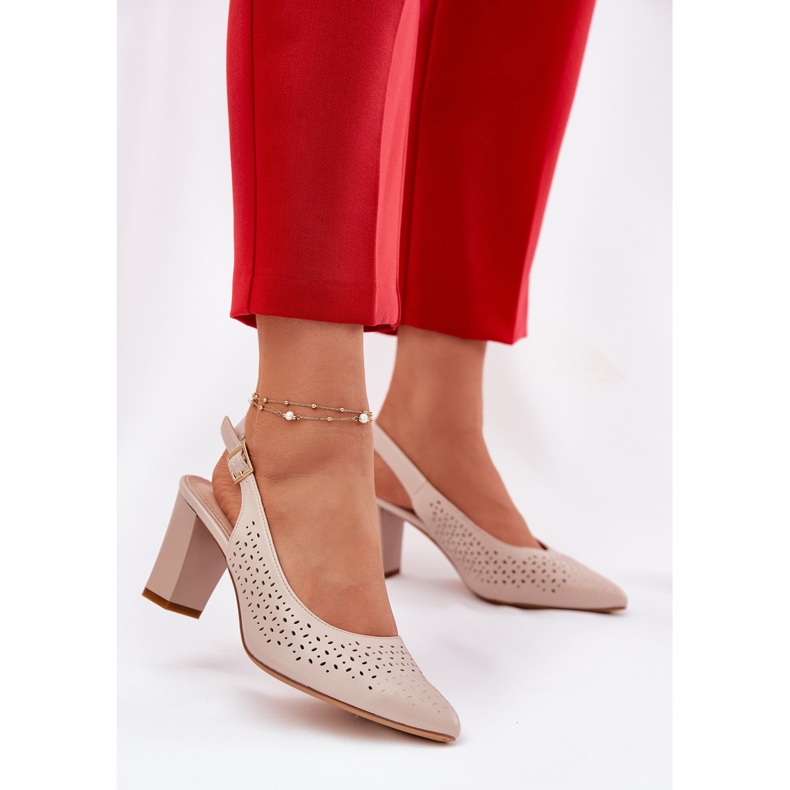 Openwork sandals with pointed toes on the Sergio Leone SK163 Sergio SK163 post beige 2