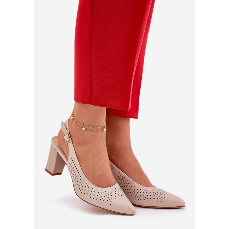 Openwork sandals with pointed toes on the Sergio Leone SK163 Sergio SK163 post beige 1