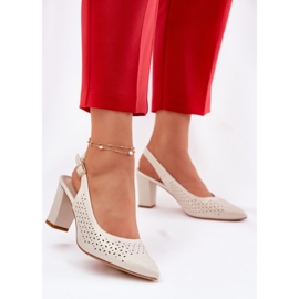 Openwork sandals with pointed toes on the Sergio Leone SK163 Pearl post beige 2