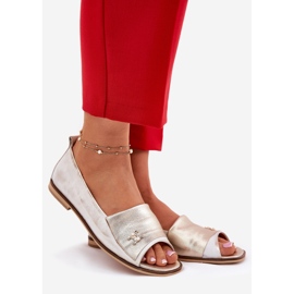 Leather elegant ballerinas with bare fingers Zazoo 1865 zloty wiped golden 1 Leather elegant ballerinas with bare fingers Zazoo 1865 zloty wiped golden 1