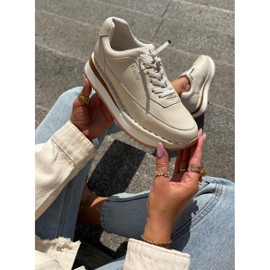 Women's leather sneakers on the Big Star RR274A334 beige platform 2