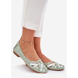 Women's leather ballerinas maciejka 01358-50 mint green 1