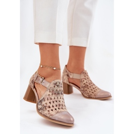 Women's leather openwork Maciejka boots 04962-43 beige-gold 2 Women's leather openwork Maciejka boots 04962-43 beige-gold 2