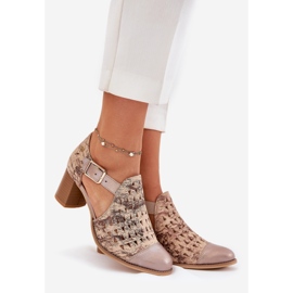 Women's leather openwork Maciejka boots 04962-43 beige-gold 1 Women's leather openwork Maciejka boots 04962-43 beige-gold 1