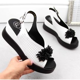 Leather wedge sandals with beads Filippo W PAW529B white 1