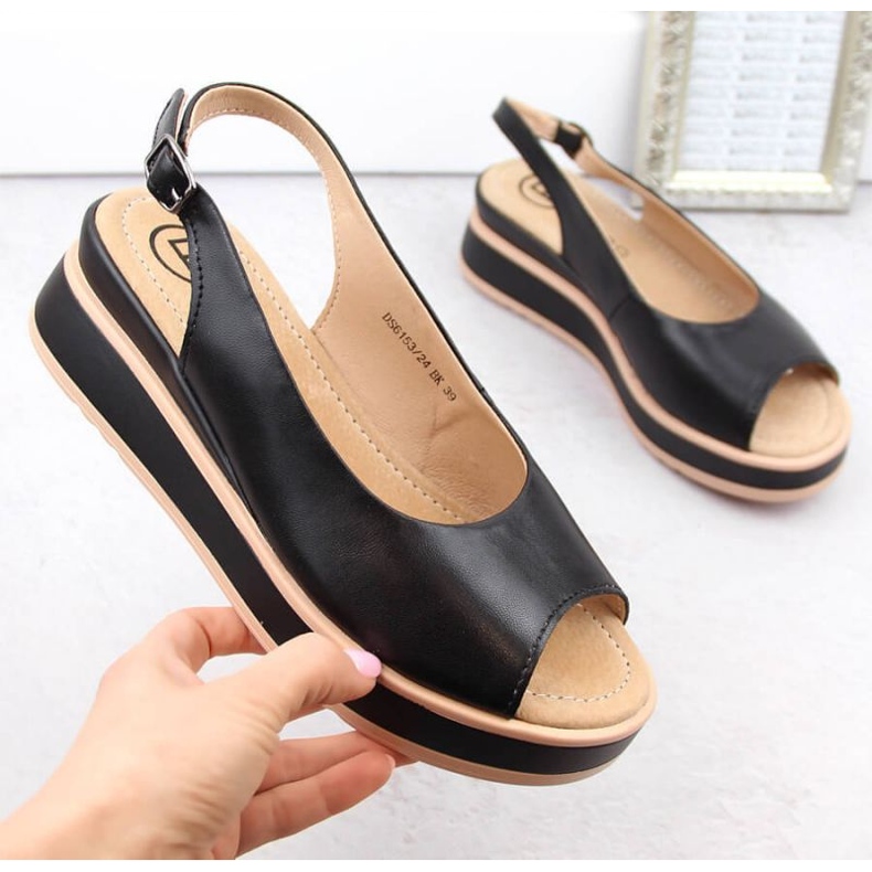 Filippo W PAW533 black leather platform sandals 1