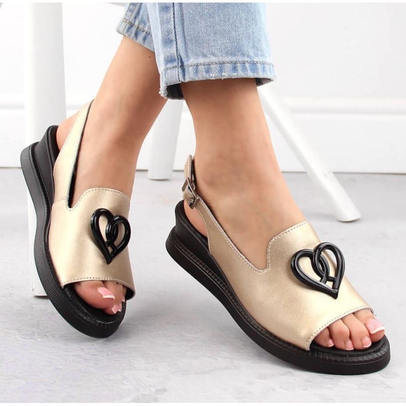 Filippo W PAW534B leather wedge sandals, gold golden 1