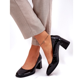 Leather lacquered women's pumps on the Vinceza 91130 black post 3