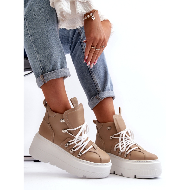 Zazoo 3416 Leather Women's Sports Shoes, Beige 2 Zazoo 3416 Leather Women's Sports Shoes, Beige 2