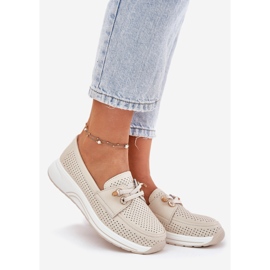 Leather shoes made of natural leather on the Artiker 56C2102 beige platform 1