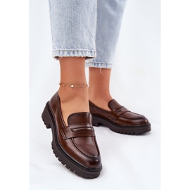 Evento Classic women's loafers with eco leather brown 2