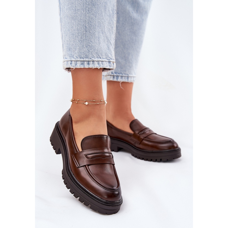 Evento Classic women's loafers with eco leather brown 2 Evento Classic women's loafers with eco leather brown 2