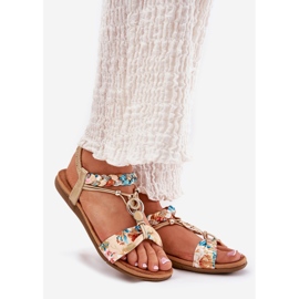 Flat women's sandals with braided belt and decoration Artiker 56C1316 PLN golden 1 Flat women's sandals with braided belt and decoration Artiker 56C1316 PLN golden 1