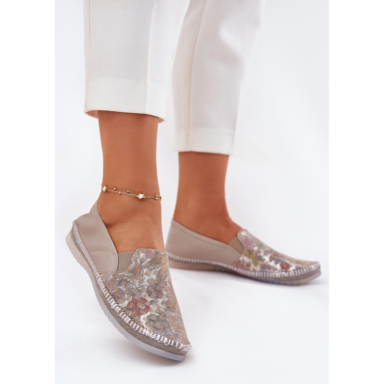 Patterned leather ballerinas Maciejka T3512-73 beige 2