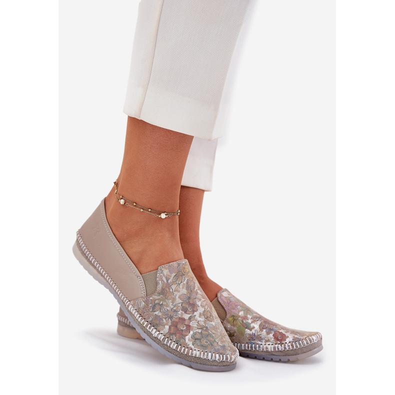 Patterned leather ballerinas Maciejka T3512-73 beige 1