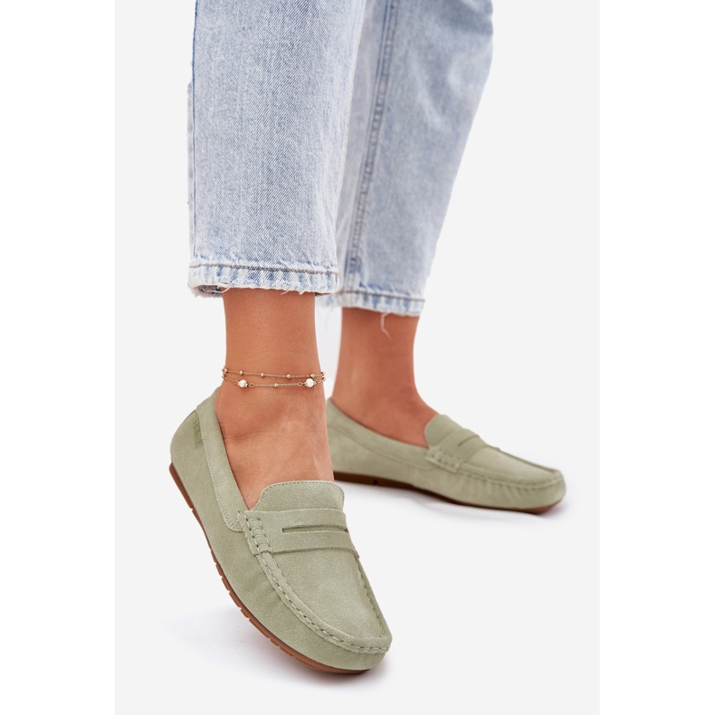 Women's suede loafers big star rr274945 green 1