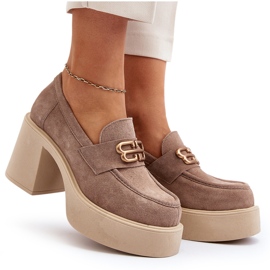 Zazoo 20170 suede shoes on a thick post beige 5