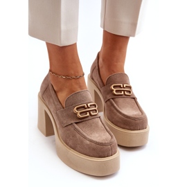 Zazoo 20170 suede shoes on a thick post beige 3
