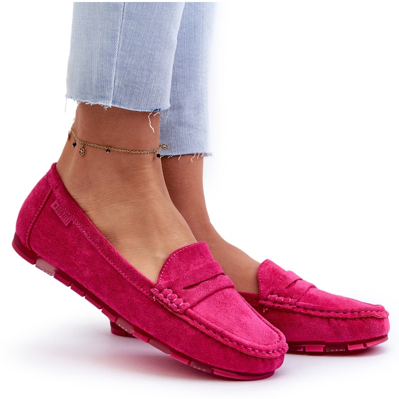 Women's Eco Suede Moccasins Big Star NN274934 Memory Foam System Fuchsia pink 4