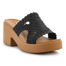 Crocs Brooklyn Woven Slide Heel 209979-001 flip-flops black 1