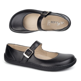 Barefoot women's ballerinas Olivier 1286 with a buckle black 1