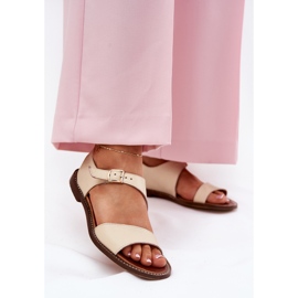 Zazoo 3014 beige leather women's leather sandals 2 Zazoo 3014 beige leather women's leather sandals 2