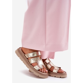 Women's natural leather slippers on the Zazoo 40440 gold platform golden 1 Women's natural leather slippers on the Zazoo 40440 gold platform golden 1