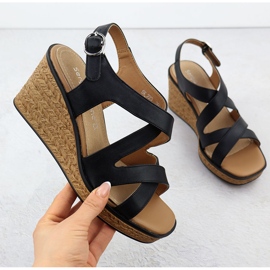 Women's sandals on wedges Black Sergio Leone SK223 1 Women's sandals on wedges Black Sergio Leone SK223 1
