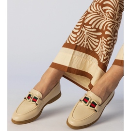 Creamy eco -leather loafers with an ornament beige 1 Creamy eco -leather loafers with an ornament beige 1