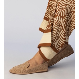 Khaki openwork loafers from Ekozamszu beige 1