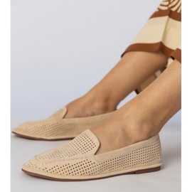Beige openwork loafers from Ekozamszu 2