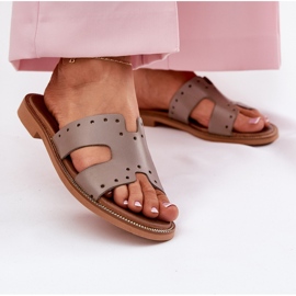 Zazoo 40326 Women's Slippers with decorative cutouts Dark Boon beige 2 Zazoo 40326 Women's Slippers with decorative cutouts Dark Boon beige 2