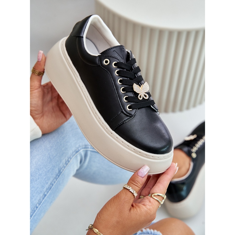 Vinceza Leather sneakers on the platform with a pink Vincez 89101 black 2