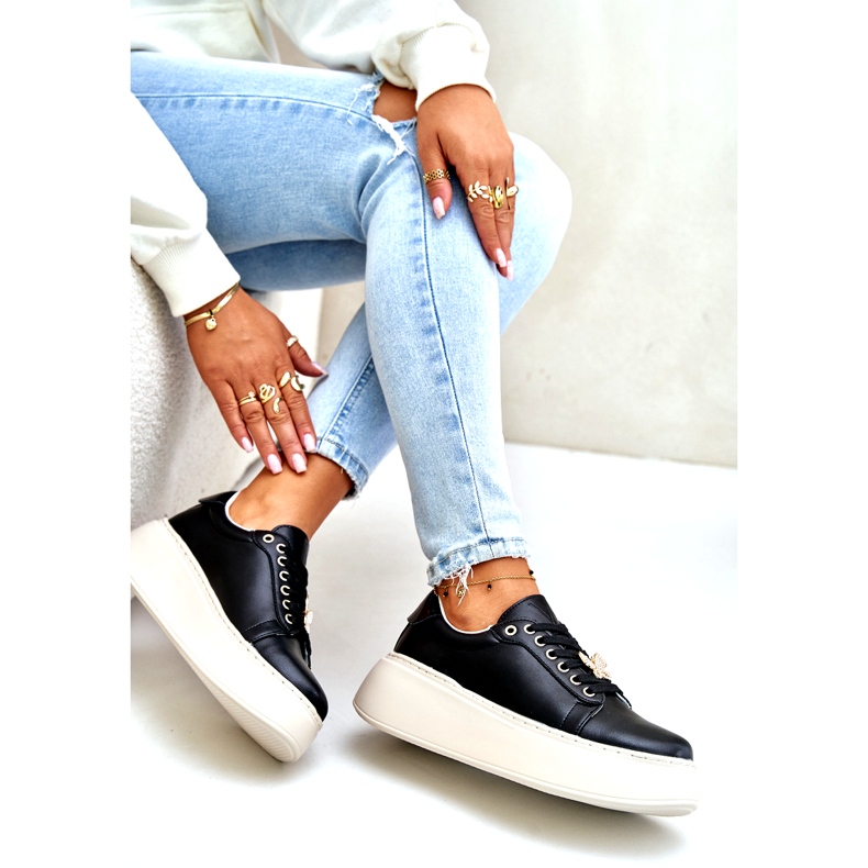 Vinceza Leather sneakers on the platform with a pink Vincez 89101 black 5