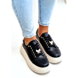 Vinceza Leather sneakers on the platform with a pink Vincez 89101 black 3