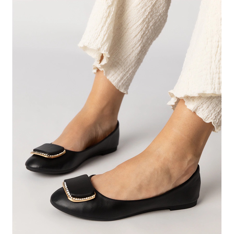 Black women's ballerinas with zircons 1