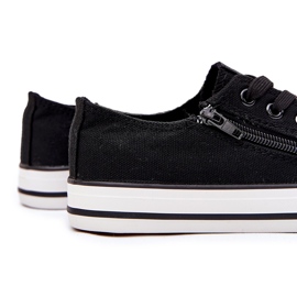 News Black lace -up low sneakers 1
