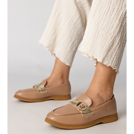 Creamy eco -leather loafers with zircons 1 Creamy eco -leather loafers with zircons 1